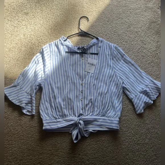 Vertical Striped Tie Top - Picture 3 of 8